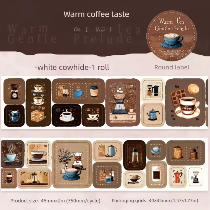 1 Roll Warm Tea Light Series Tea Themed Retro Tape