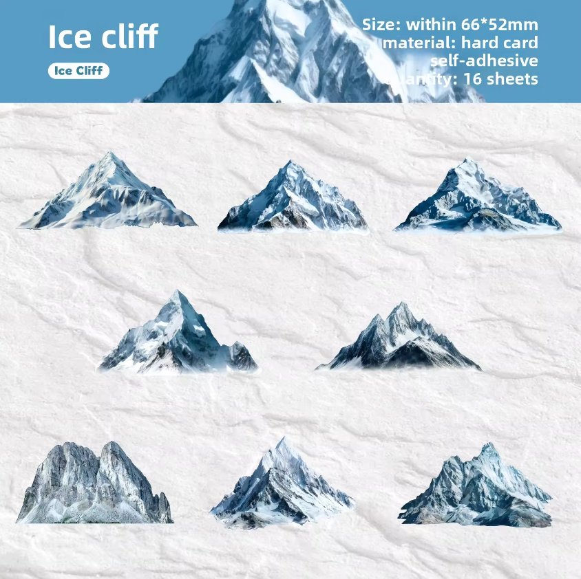 16 Pcs Mountain Series Hill Stickers for Journaling