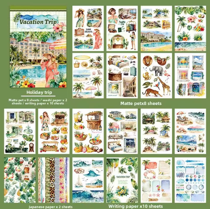 20 Sheets Vacation Trip Holiday Sticker Book for Scrapbooking
