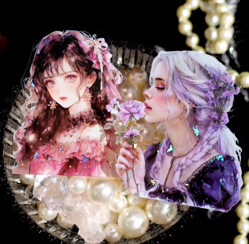 10pcs Dreamy Ballad Series Dreamy Girl Theme Handbook Decoration PET sticker pack