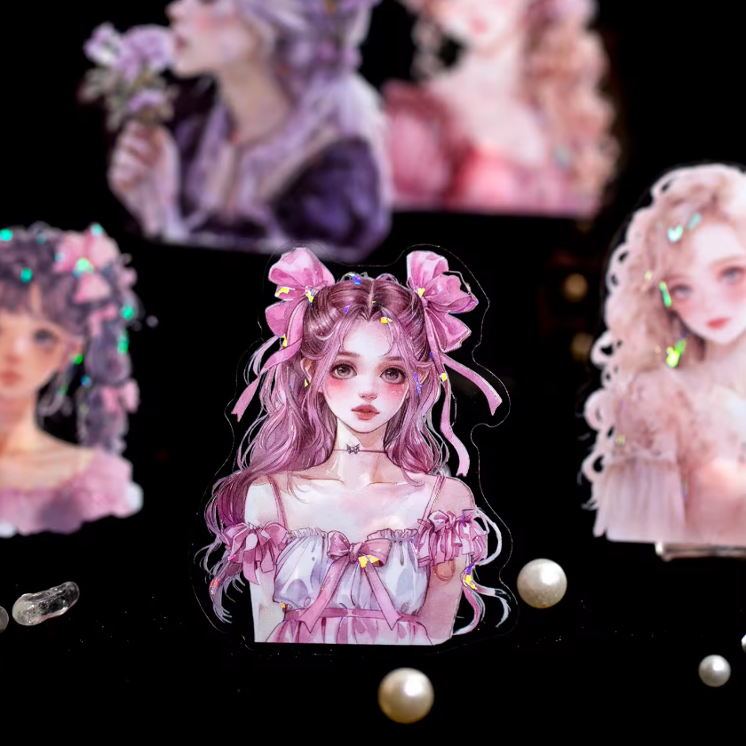 10pcs Dreamy Ballad Series Dreamy Girl Theme Handbook Decoration PET sticker pack