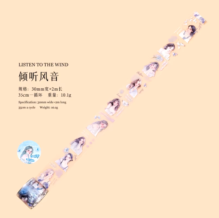 2M/Roll Heartbeat Paradise Series Character Matte PET Tape for journaling