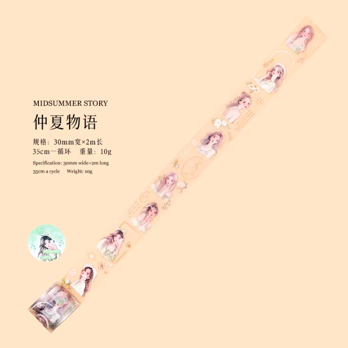 2M/Roll Heartbeat Paradise Series Character Matte PET Tape for journaling