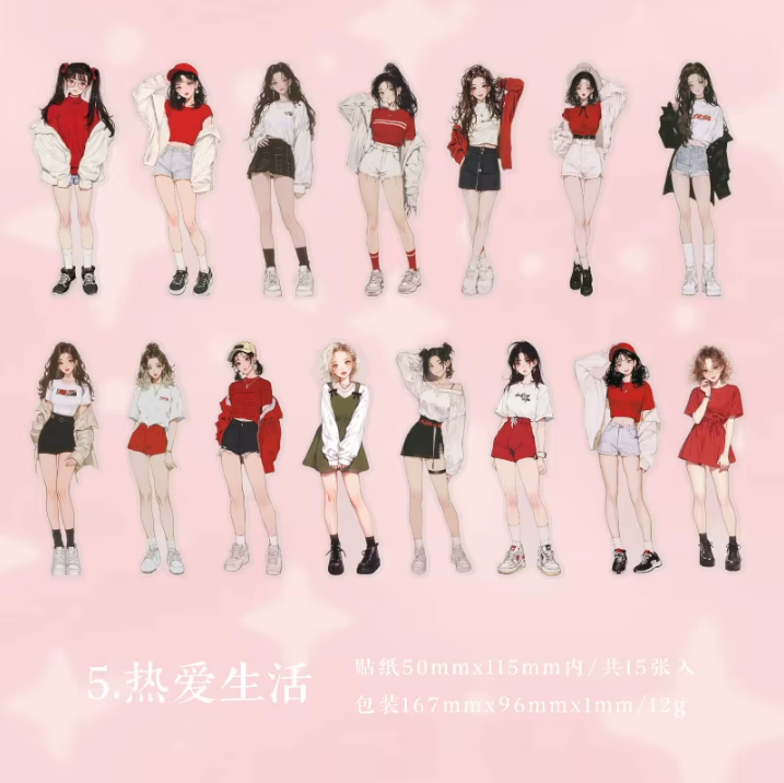 15 Pcs special person series artistic and fresh Girl stickers