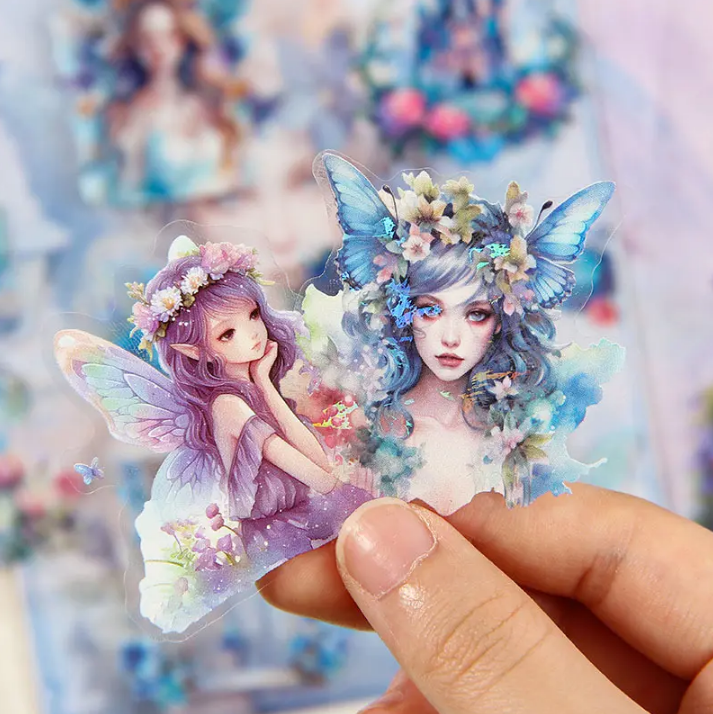6 sheets/pack Sweet Dream Elf Girl Laser Sticker Pack
