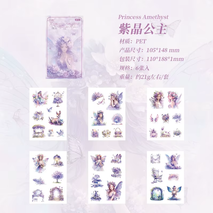6 sheets/pack Sweet Dream Elf Girl Laser Sticker Pack