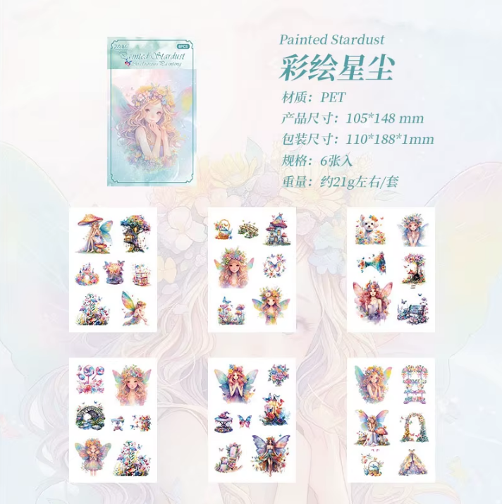 6 sheets/pack Sweet Dream Elf Girl Laser Sticker Pack