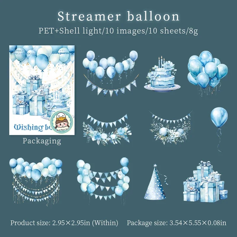 10 stickers per pack Wishing Balloon series Shell Light decorative stickers