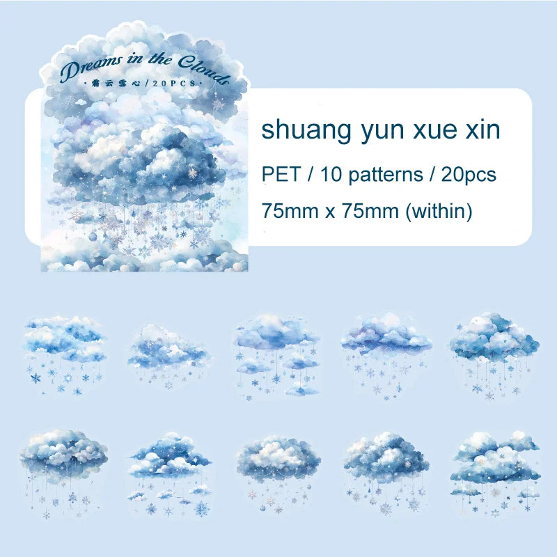 20 Pcs Cloud Dream Series Dreamy Cute Cloud Landscaping pet sticker