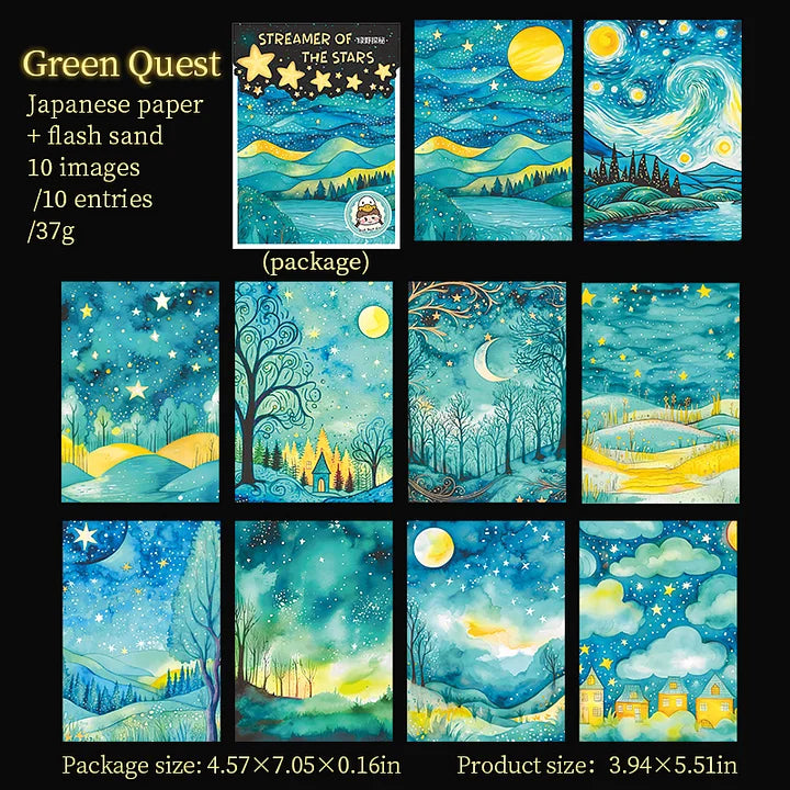 10 Sheets Streamer Star River Series Vintage Cloud Starry Sky Washi Stickers