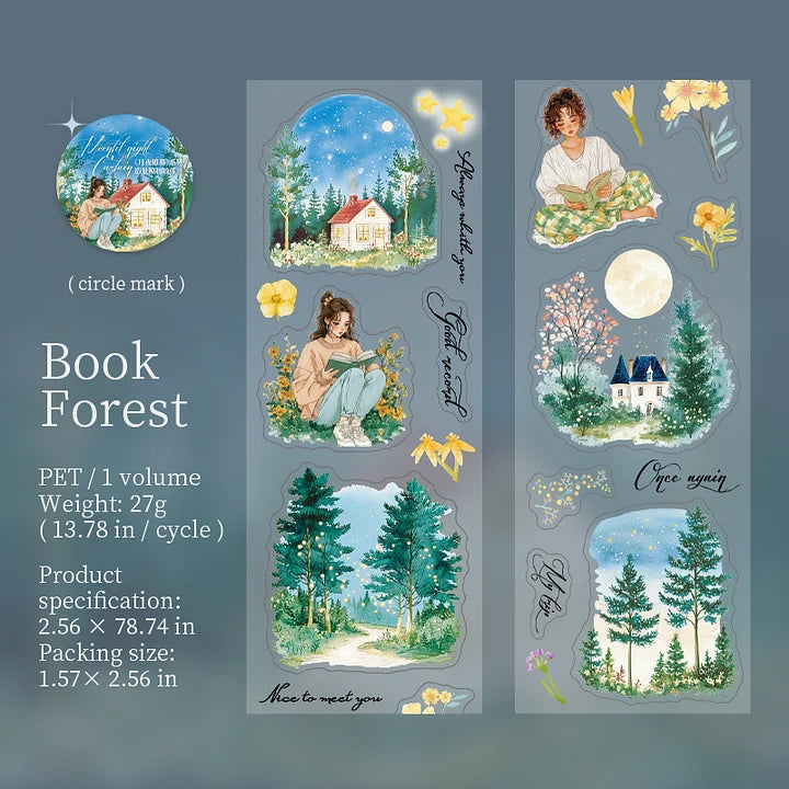 65mm*200cm Moonlight Night Curtain Series Vintage Character Landscape Pet Tape