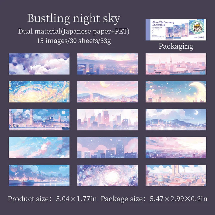 30 Sheets Japanese Paper Memory of the Beautiful Scenery Series Landscape Sticker Book