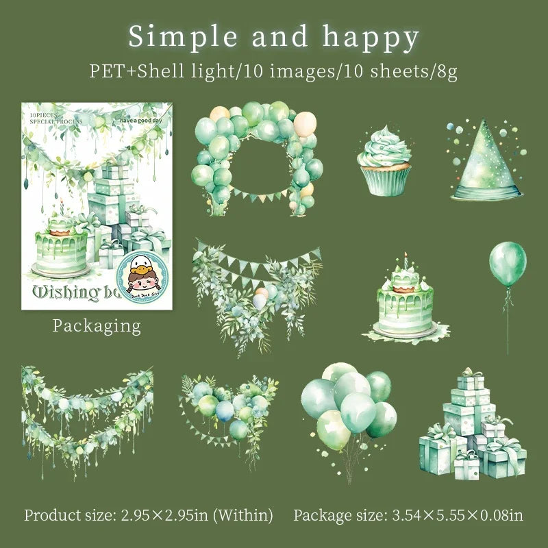 10 stickers per pack Wishing Balloon series Shell Light decorative stickers