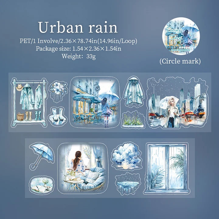 1 Roll Rainy Day Series Weather Aquascape Girl Pet Tape
