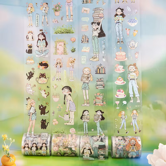 2M Roll Jiao Jiao and Nuo Nuo Series Cute Character Scenery PET Tape