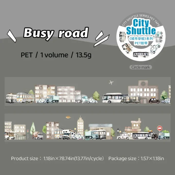 30mm*200cm City Shuttle Series Vintage Car Building Landscaping Pet Tape