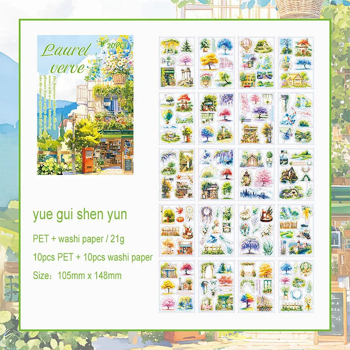 20 Sheets Orchids Covering The Ground Series Literary Flower Character PET Sticker Book