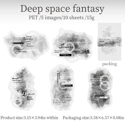 10 Pcs Ink Dyed Lace Series Vintage Smudge English Text PET Sticker