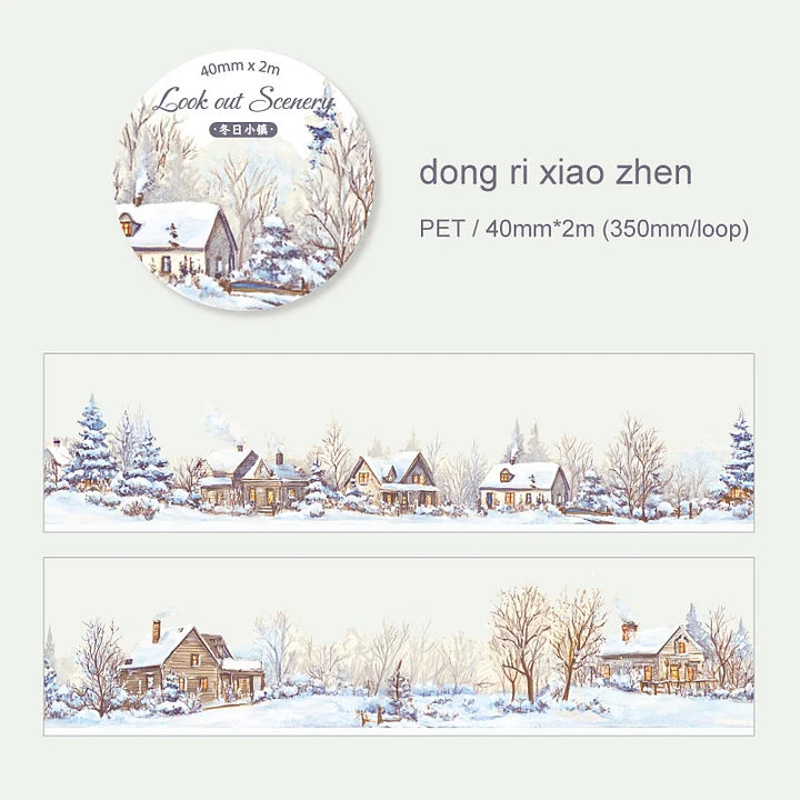 40mm*200cm Overlooking The Landscaping Series Vintage Snow Scenery Pet Tape