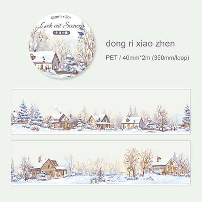 40mm*200cm Overlooking The Landscaping Series Vintage Snow Scenery Pet Tape