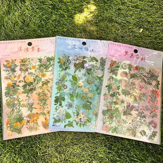 100PCS Flower Plants Paper Stickers Scrapbooking Journal Card