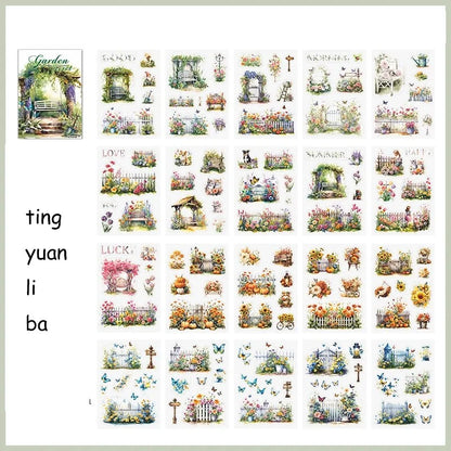 20 Sheets Secret Garden Series Vintage Plant Flower Die Cutting Sticker Book