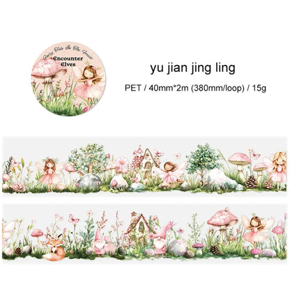 40mm*200cm Fairy Tale in The Forest Series Vintage Plant Flower Pet Tape