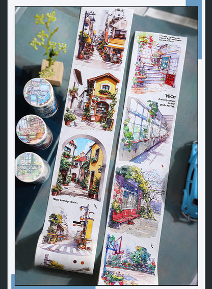 80mm*200cm Encounter Slow Time Series Vintage City Street Washi Tape
