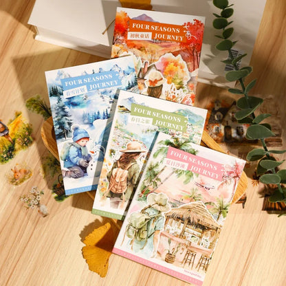 20 Sheets Four Seasons Journey Series Vintage Travel Character Landscaping PET Sticker Book