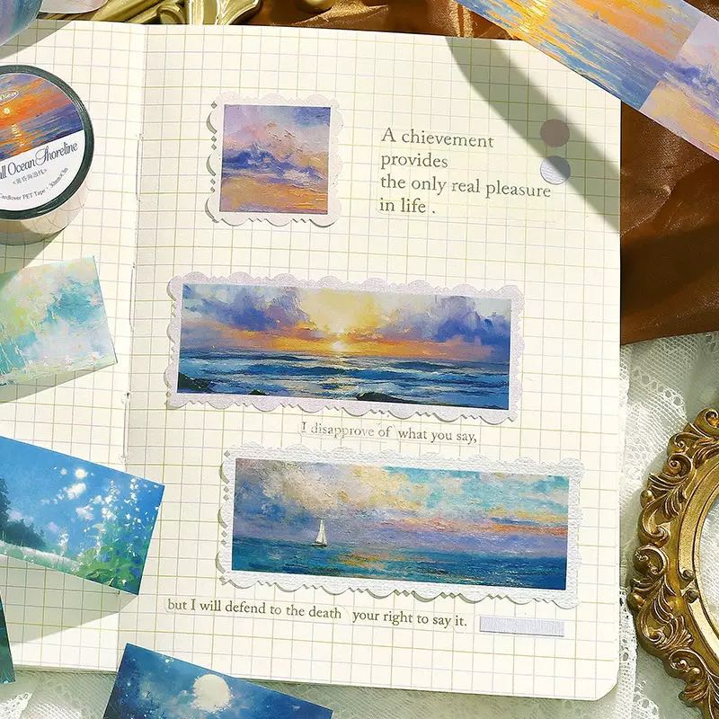 1 Roll Nature Poem Light Vintage Oil Painting Series PET Landscaping Tape