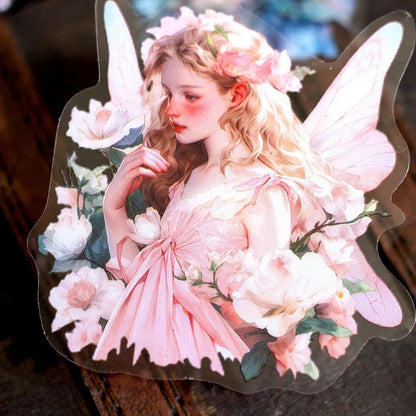 8 Pcs Romantic Believer Series Vintage Goddess Character Flower PET Sticker