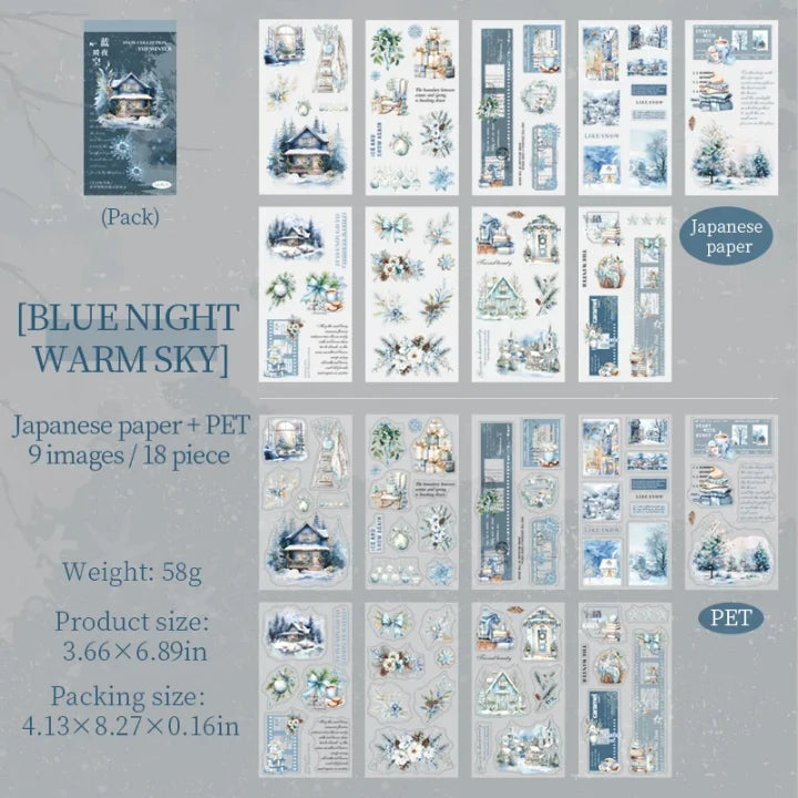 18 sheets Dual Material Winter Snow Collection Die-cut Sticker Book