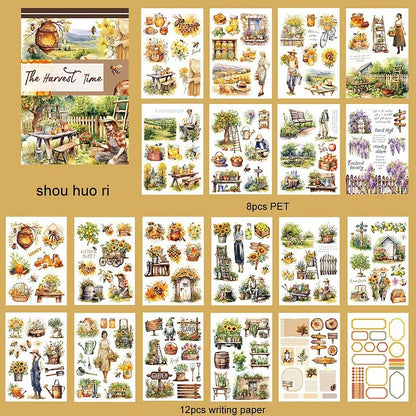 20 Sheets Vintage Magic Character Flower Fairy Tale Landscaping Sticker Book