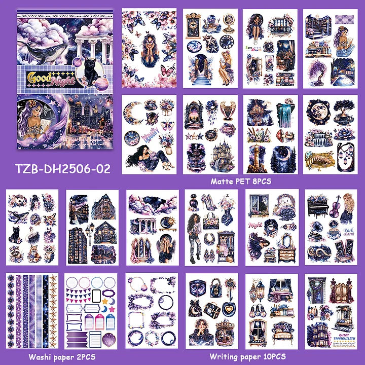 20 Sheets Nightfall Island Style Creative Sticker Book