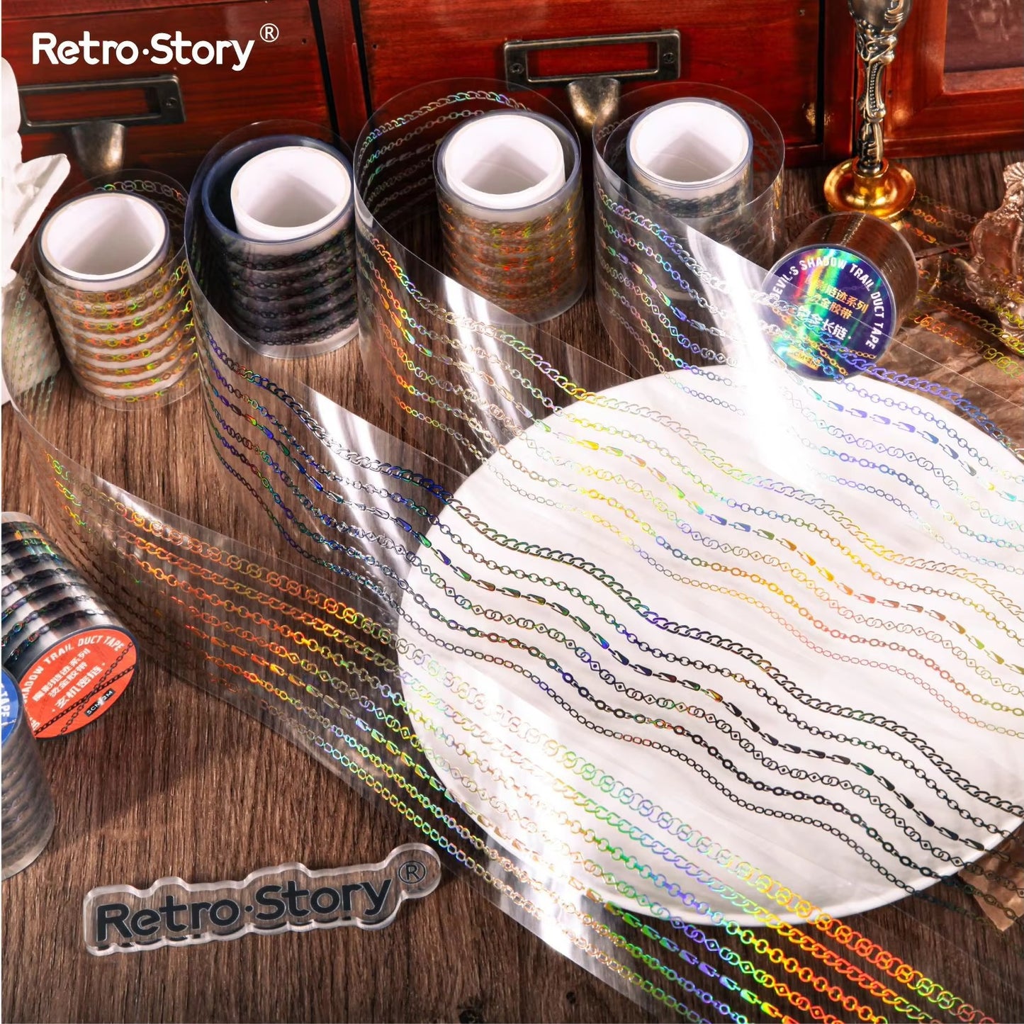 2M/Roll Magic Shadow Chain Stain Series Pet Tape
