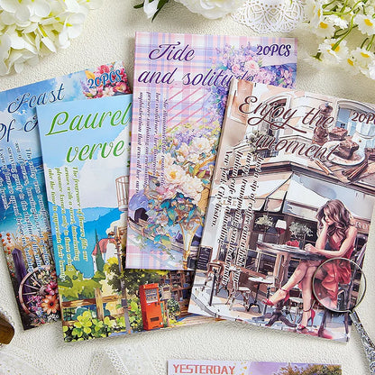 20 Sheets Orchids Covering The Ground Series Literary Flower Character PET Sticker Book