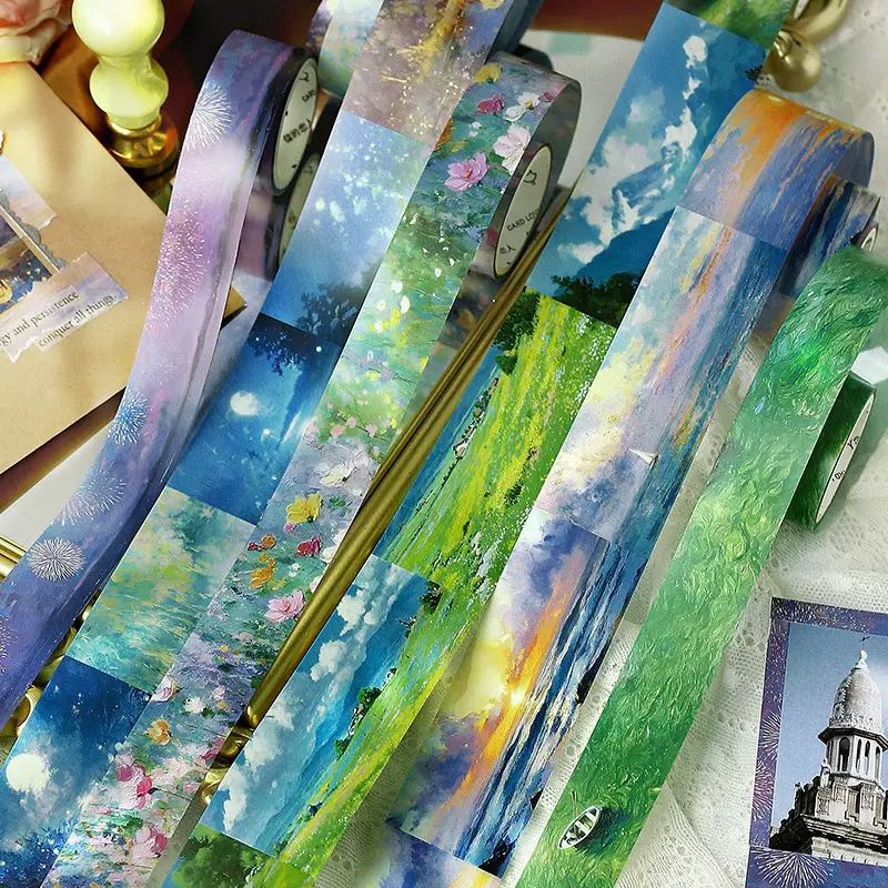 1 Roll Nature Poem Light Vintage Oil Painting Series PET Landscaping Tape