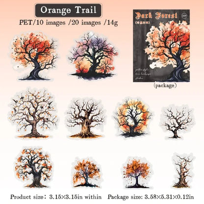 20 Pcs Dark Forest Series Vintage Gothic Tree Landscaping Pet Stickers