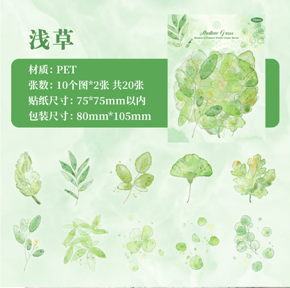 20 pcs Flower Shadow Dream Catcher Series Watercolor Sticker Pack