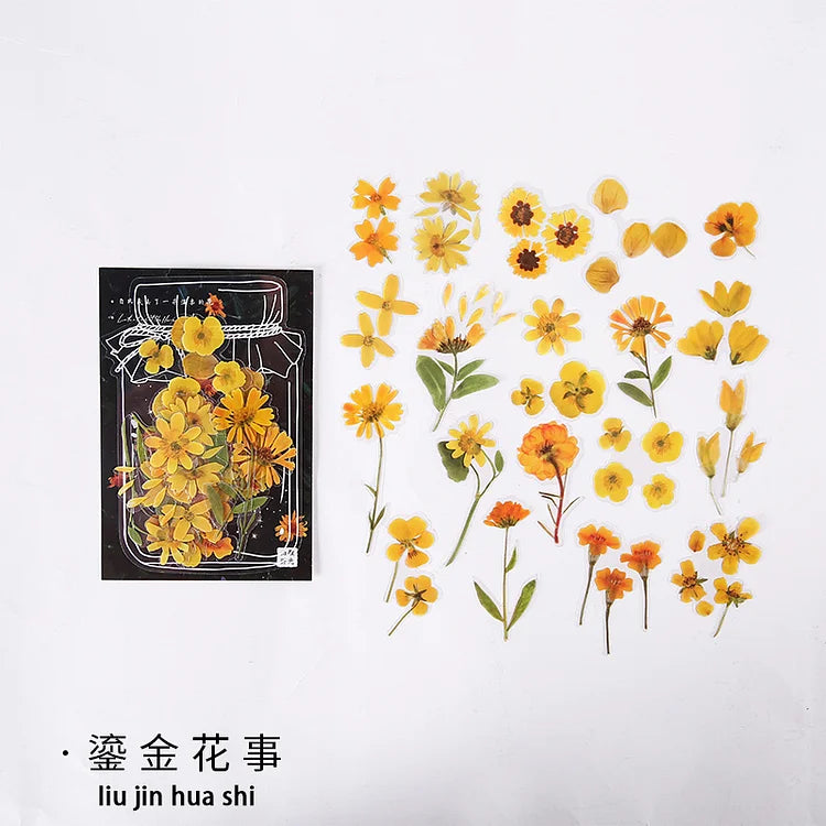 40 Pcs Shimmering Series Floral Sticker Pack for journaling