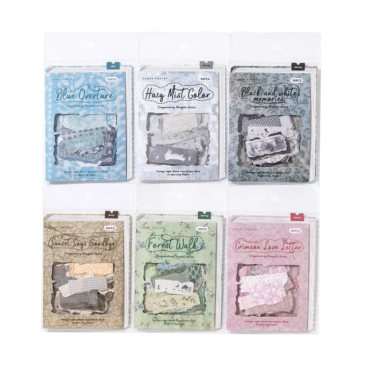 50 pcs Fragment Fabric Series Vintage stickers