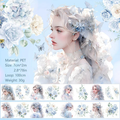 70mm*200cm Dreaming Floral Series Vintage Character Flower PET Tape