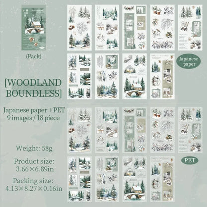 18 sheets Dual Material Winter Snow Collection Die-cut Sticker Book