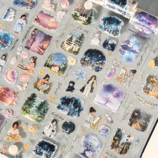 65mm*200cm Moonlight Night Curtain Series Vintage Character Landscape Pet Tape