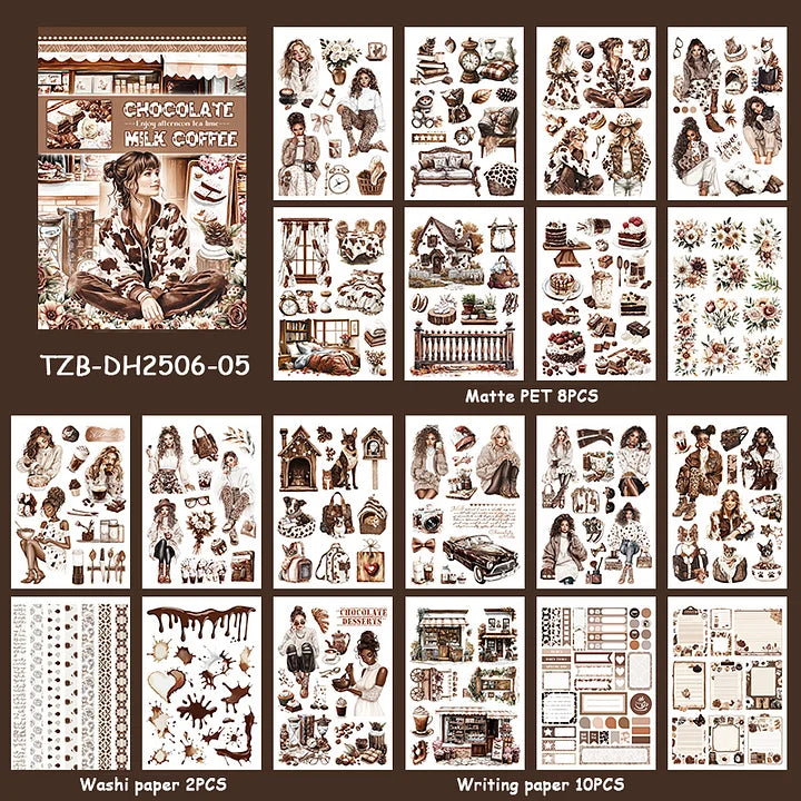 20 Sheets Nightfall Island Style Creative Sticker Book