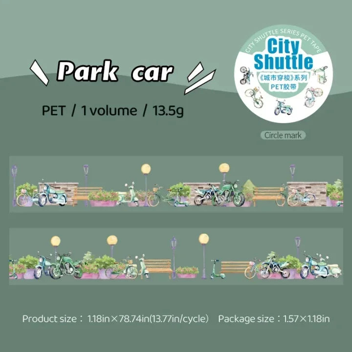 30mm*200cm City Shuttle Series Vintage Car Building Landscaping Pet Tape