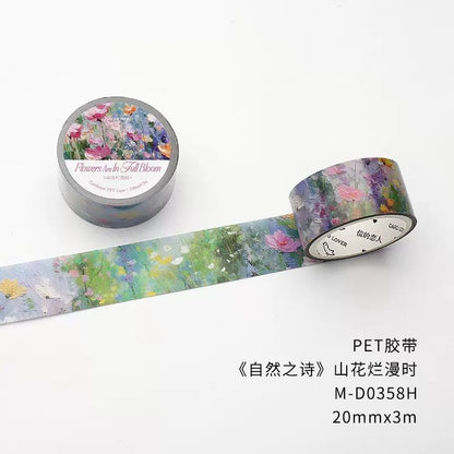 1 Roll Nature Poem Light Vintage Oil Painting Series PET Landscaping Tape