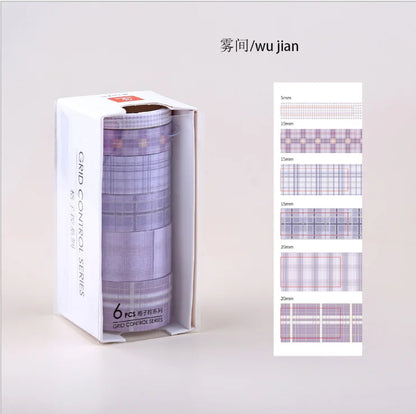 6pcs/set Grid Cute Journal Decorate Washi Tape