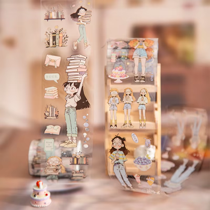 2M Roll Jiao Jiao and Nuo Nuo Series Cute Character Scenery PET Tape