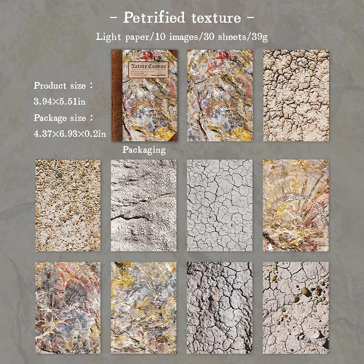 30 Sheets Nature Canvas Series Vintage Distressed Background Pattern Material Paper